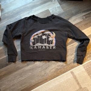 Spiritual Gangster Black Cropped Sweatshirt with Namaste Graphic Size Small